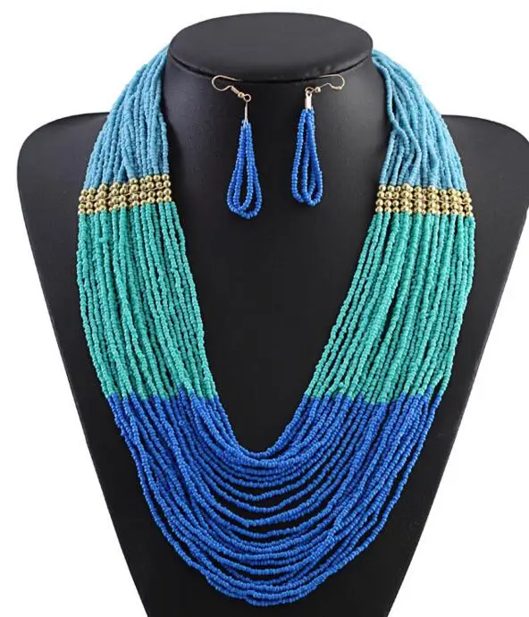 

Latest Design Beads Necklace Acrylic Miyuki Seed Bead Choker Necklace and Earring Set, Picture