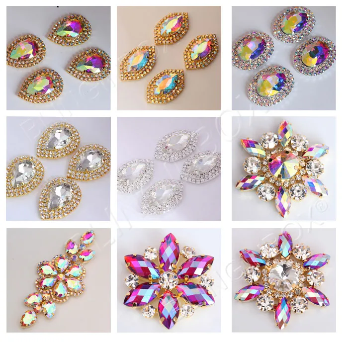 New Arrival Flatback Crystal Appliques 15*5cm Crystal Sew on Rhinestone Appliques for Readymade Garment