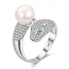 Uloveido 925 Silver 8mm Natural Pearl Leopard Lion Animal Ring for Women, Wholesale Wedding Engagement Anniversary Jewelry CJ029