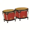 Hot sale high quality kids Traditional red wooden Bongo toy with sheepskin