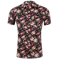 

Wholesale good service single breasted button men s floral shirt 100% cotton