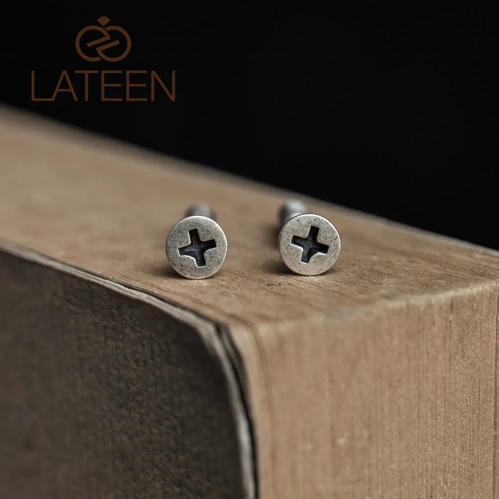

Lateen S925 Silver Punk Screw Earrings Alternative Fashion stud Jewelry