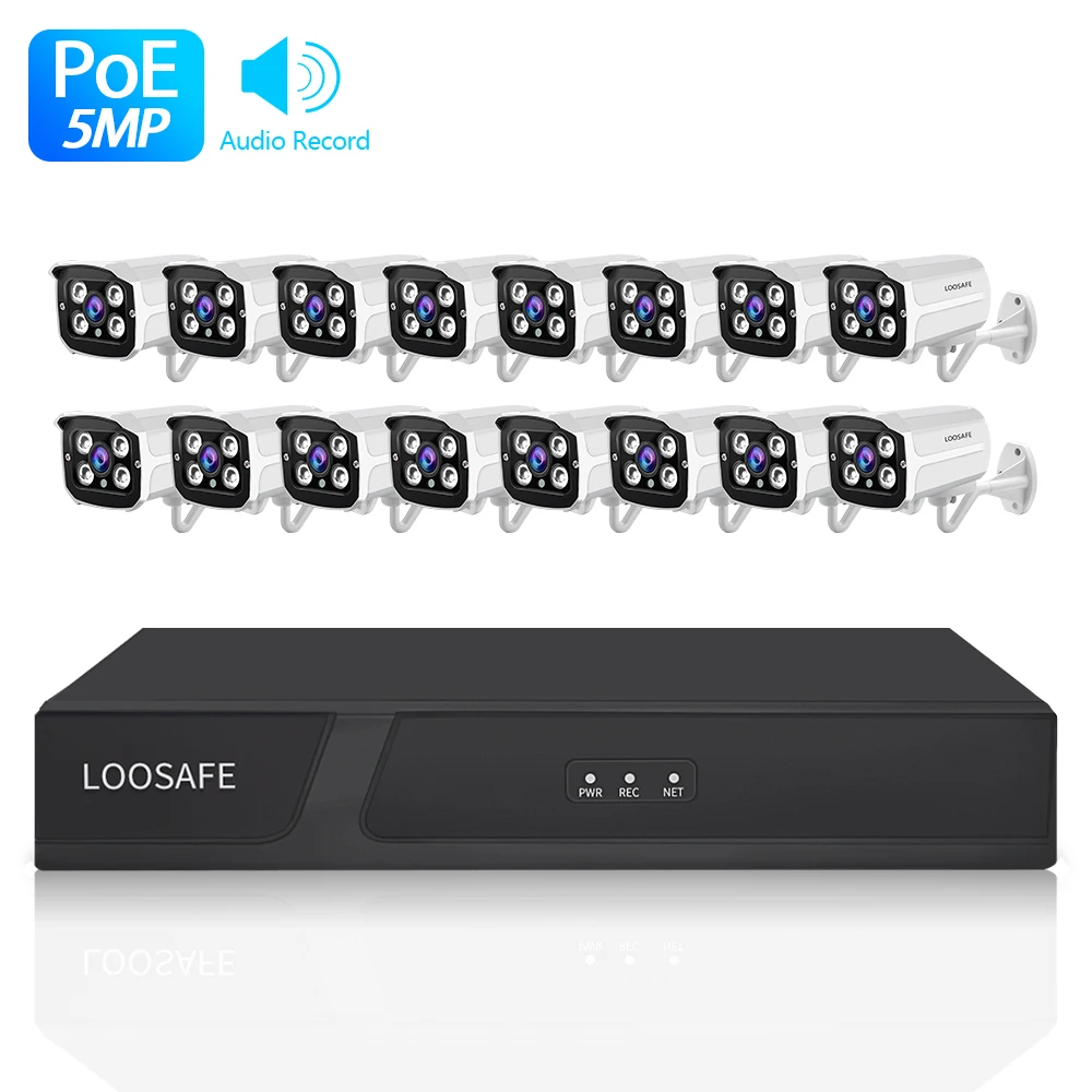 
LOOSAFE 16CH 4K POE NVR Kit 5MP Outdoor IP66 Waterproof Bullet IP Camera 6T HDD CCTV System  (62327848954)