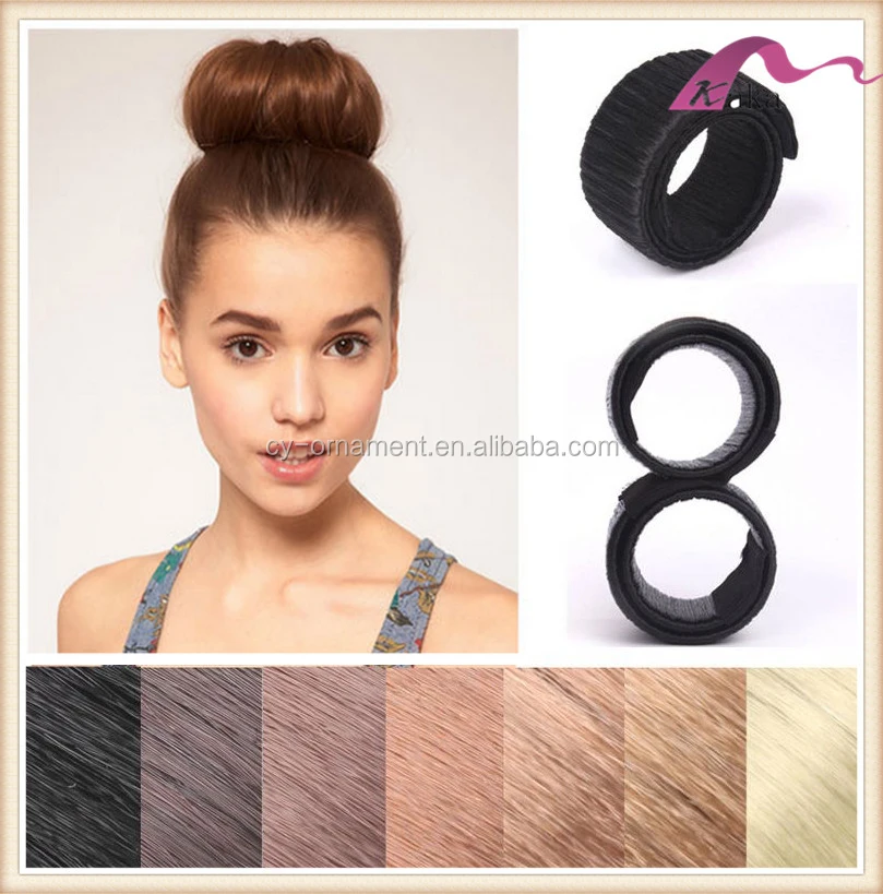 Hair Accessories Black Synthetic Wig Donuts Bud Head Band Ball