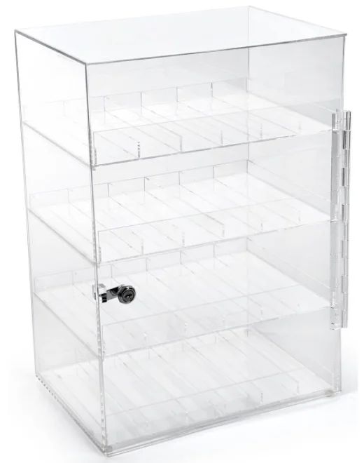 Clear Acrylic Countertop Display Case Cabinet With 4 Shelves And