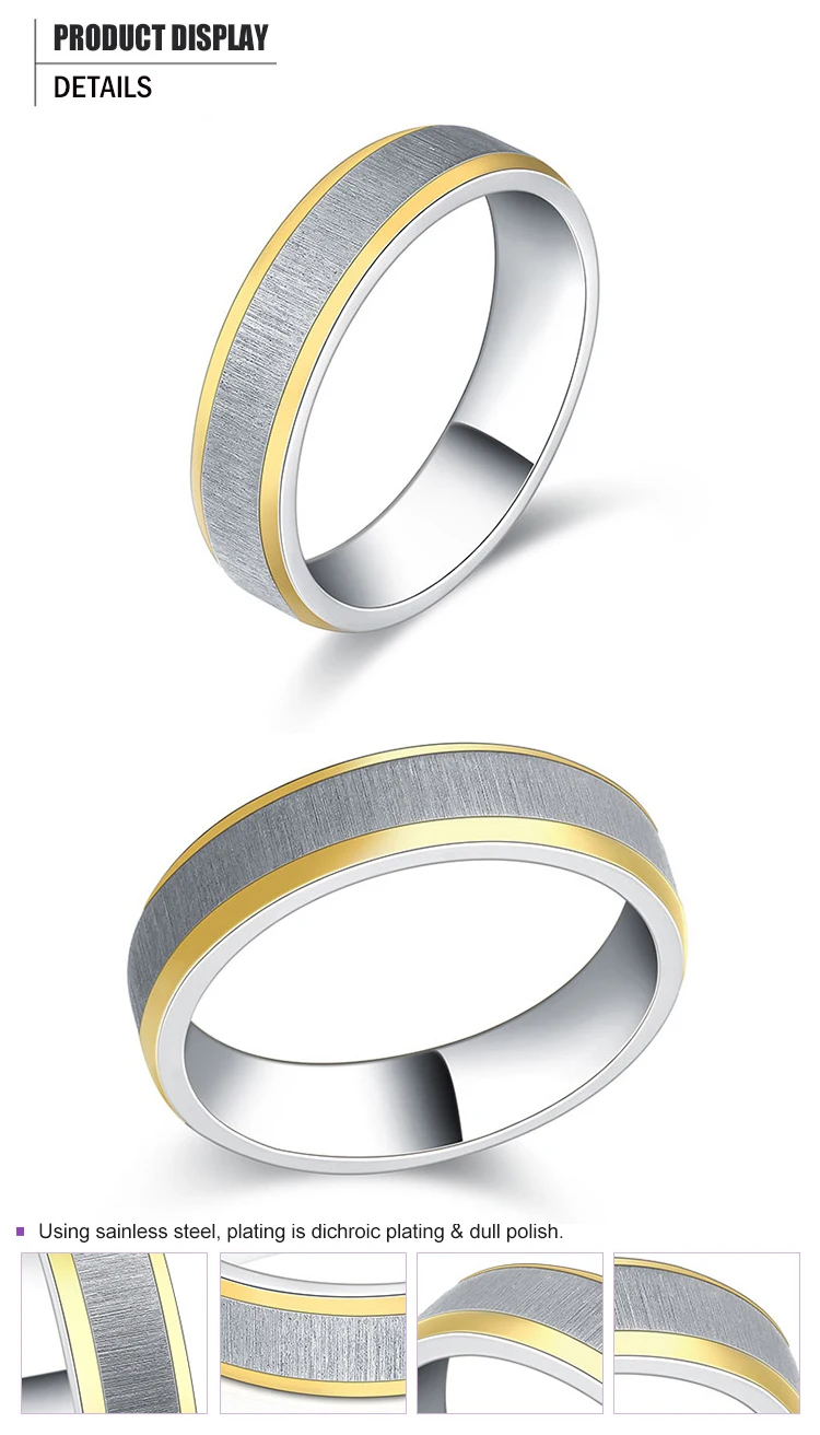 product-BEYALY-Simple Gold Rim Stainless Steel Sand Blasting Rings For Men And Women-img