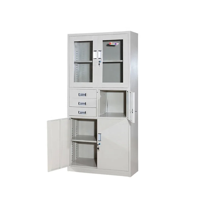 Glass Door Stainless Steel File Cabinet Office Cabinet With Safe