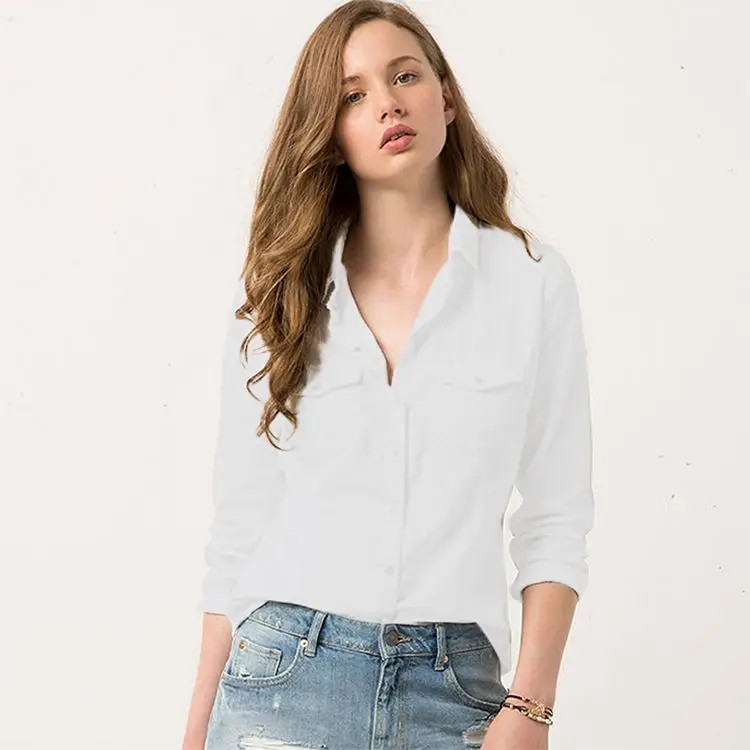 

New design short sleeve white women dress shirt and blouse for office lady