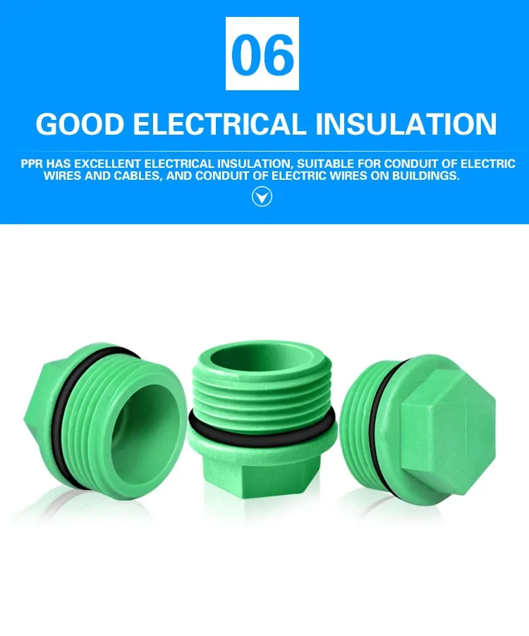 High Quality Green Ppr Pipe Fitting Screwed Male End Plug For Threaded