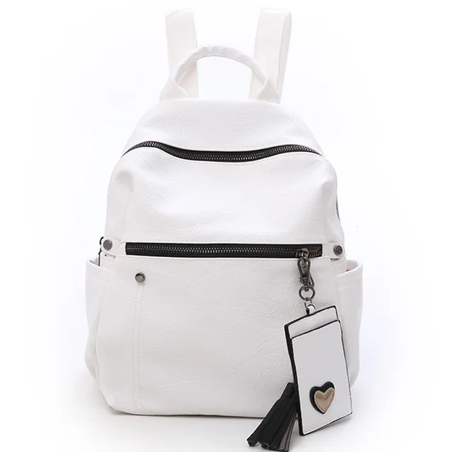 

Vintage Large Solid Soft Mochila Black Leather school backpack for girls