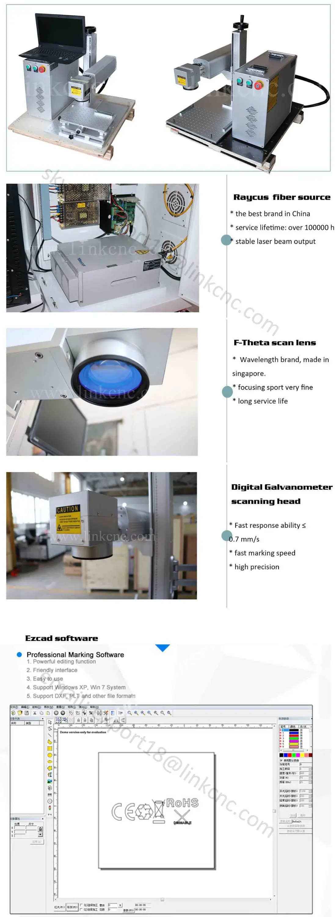 30w Portable high speed fiber laser engraving metal machine with easy operating software