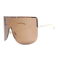 

New Retro Shield Visor Metal Sunglasses Women Men Oversized Windproof Glasses One Piece Big lens Frame Goggles Sunglasses