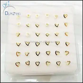 Real Gold Heart Shape Sterling Silver Nose Rings Buy 925