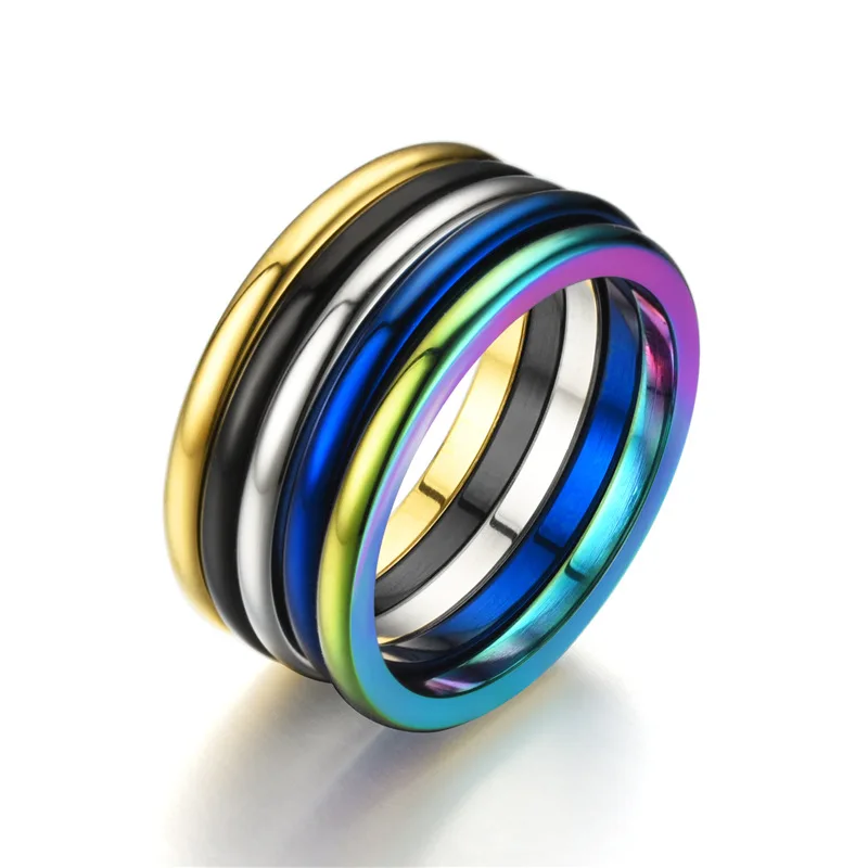 

Best jewelry 2mm men stainless steel ring stainless steel girl ring, Silver/gold/blue/black/colorful ring