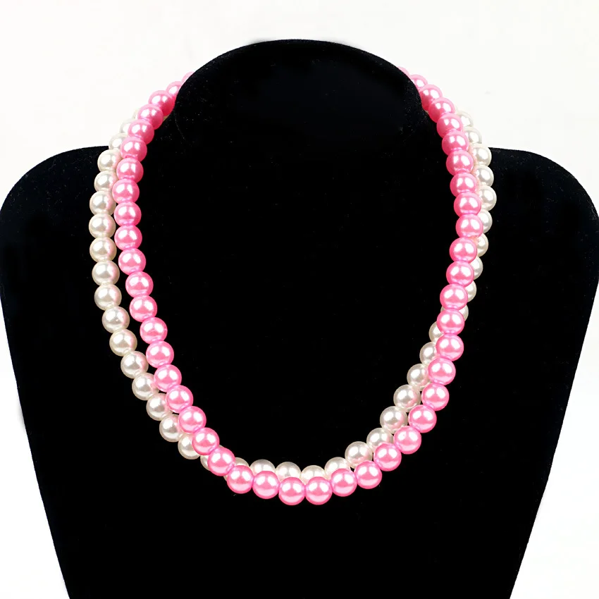 

Wholesale Factory Direct High Imitation Children Kid Baby Pearl Pink Necklace, Pink , white