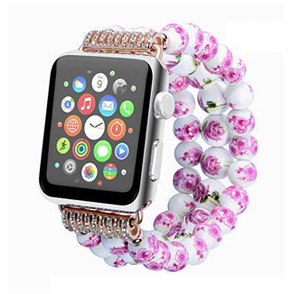 

4 Colors Handmade Jewelry Replacement Agate Ceramics Beads Band for Apple Watch