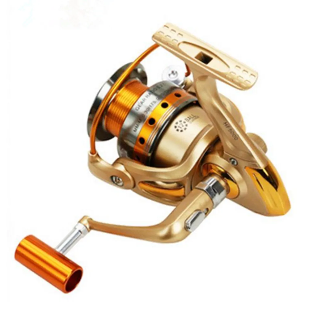 

Spinning Fishing Reel 12BB 5.2:1 Gear Ratio Saltwater Fishing Reels Light Weight CNC Rocker Metal Handle High Speed Tools, Golden