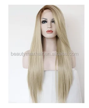 Fashion Ombre Blonde Glueless Lace Front Wigs 2 Tone Color Light