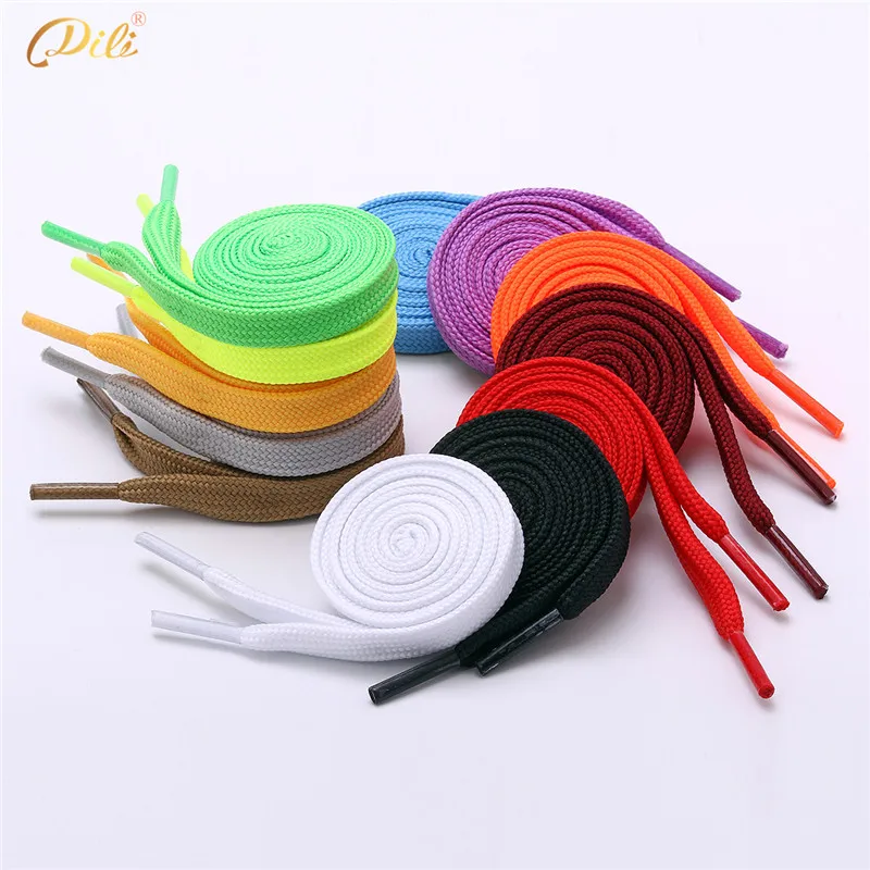 

[2] Wholesale Colorful 10mm Width Flat Polyester Shoe laces Custom Logo Design Shoestring, 12 different colors