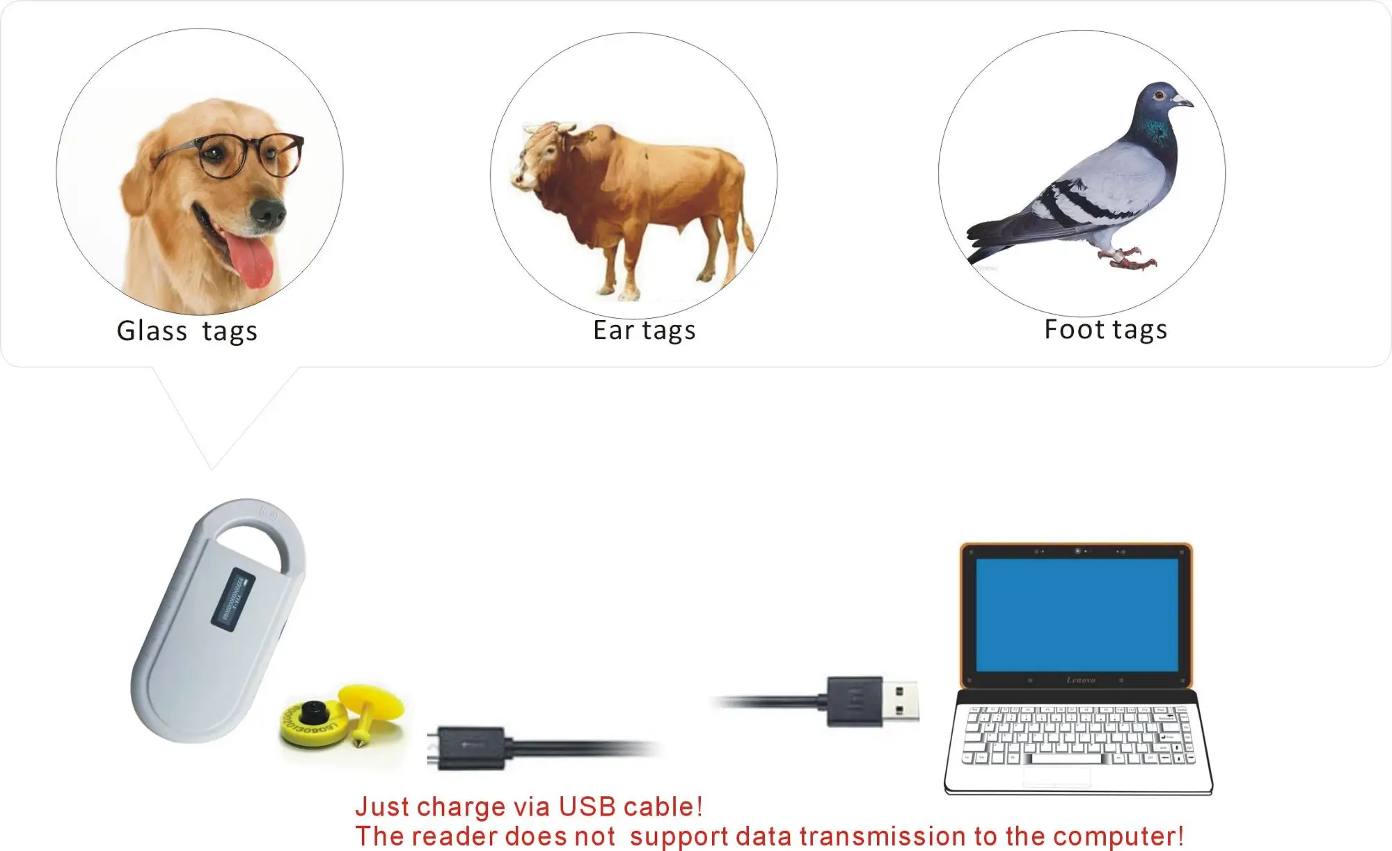 LF handheld 125-134.2khz FDX-B pet Animal microchip scanner for animal RFID Microchip