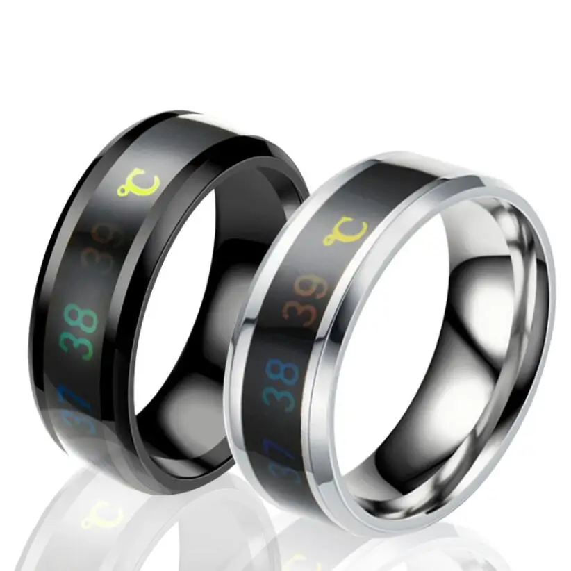 

2018 new titanium steel temperature-sensitive smart color-changing stainless steel couple ring