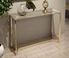High Fashion Brass Gold Stainless Steel Tempered Glass Table Top Console Table