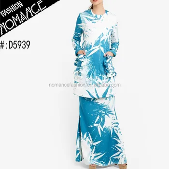 Design Model Bamboo Printed Baju Kurung Moden Manik  