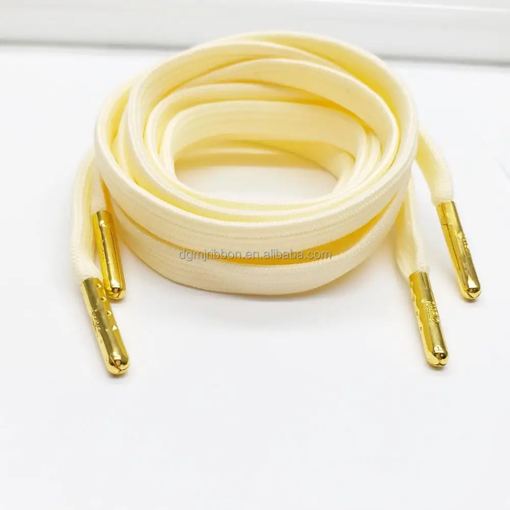 Custom Metal Tips Cream Color Flat Shoe Laces For Casual Canvas Shoes Buy Custom Shoe Laces
