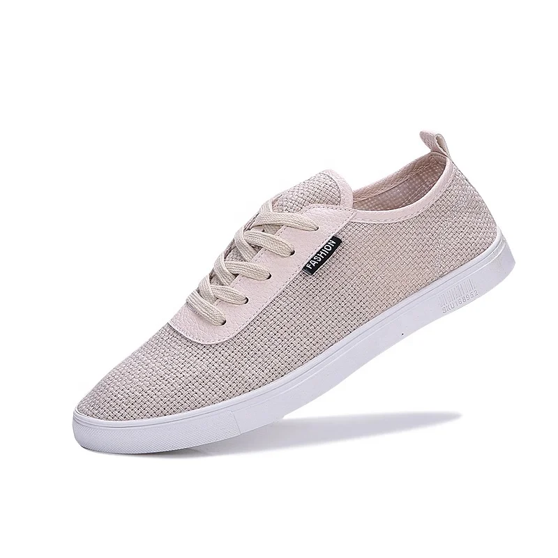 

2020 New fashion low up mens footwear trainers hemp breathable flats chaussures hommes men shoes canvas casual shoes, Optional