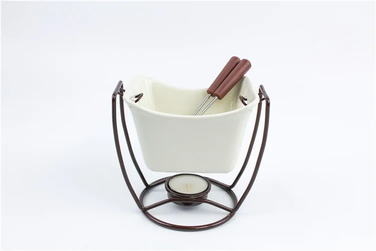 Durable outdoor take away small ceramic mini cheap chocolate fondue set with candle