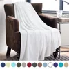Flannel Fleece Luxury Blanket White Throw Lightweight Cozy Plush Microfiber Solid Blanket