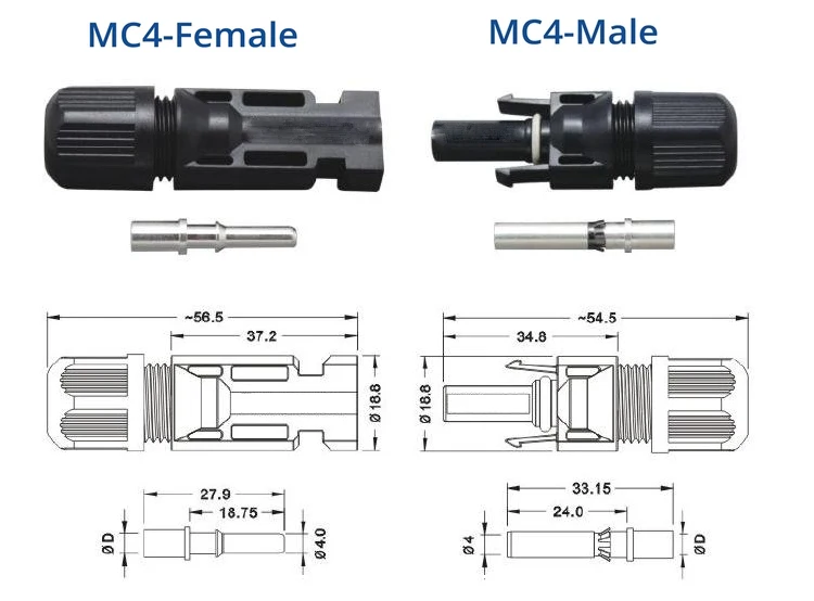 MC4 Solar Panel Connectors Male and Female UL TUV Approved Solar PV Connectors