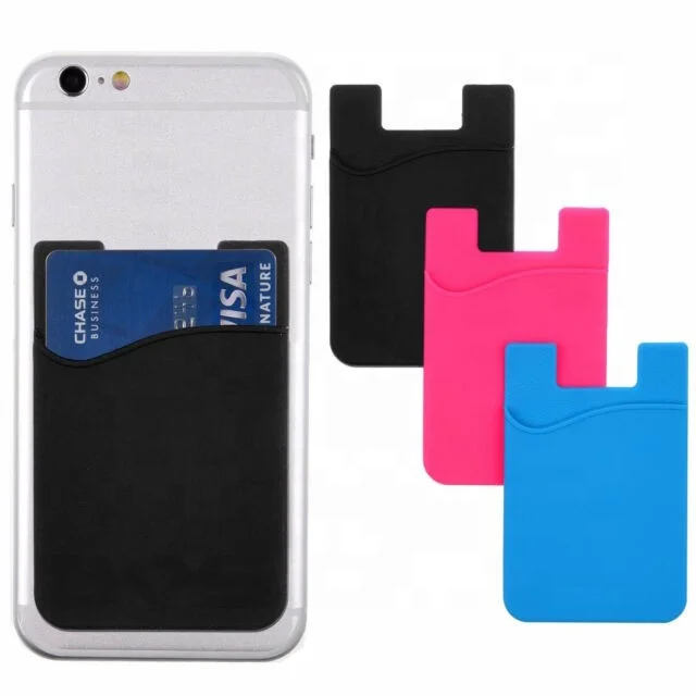 

Personalized Branding Silicone Phone Back Card Holder Pocket, Customized color