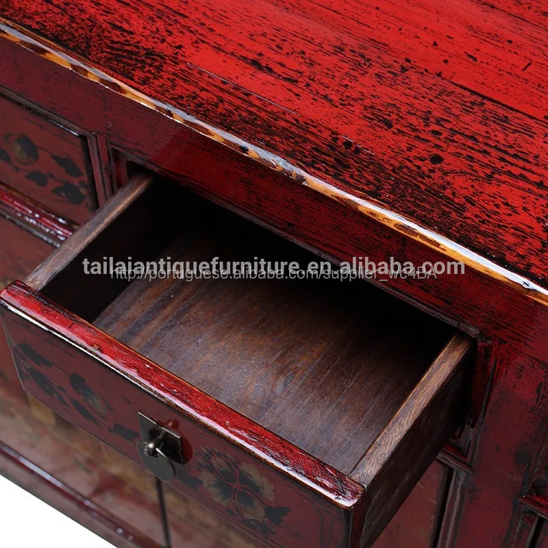 chinês antigo de madeira rústica pintado aparador armário móveis para