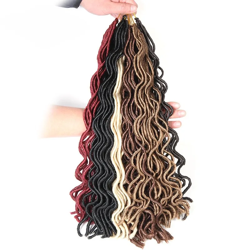 Wavy Faux Locs Synthetic Fiber Crochet Hair Extension Weave Supplies