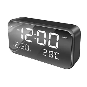 Image of Shenzhen new led digital display desk table mirror alarm clock with temperature calendar date time and 3 groups alarm setting
