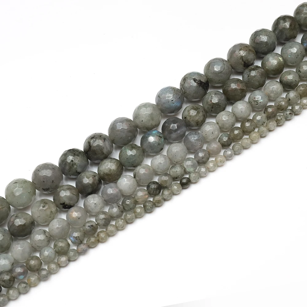 

China Wholesale 1 Strand A+ Natural Stone Blue Light Labradorite Faceted Gemstone Loose Bead