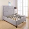 Ottoman Gas Lift and Hydraulic up Storage Frame Upholstered Gray Linen Platform King Size Bed