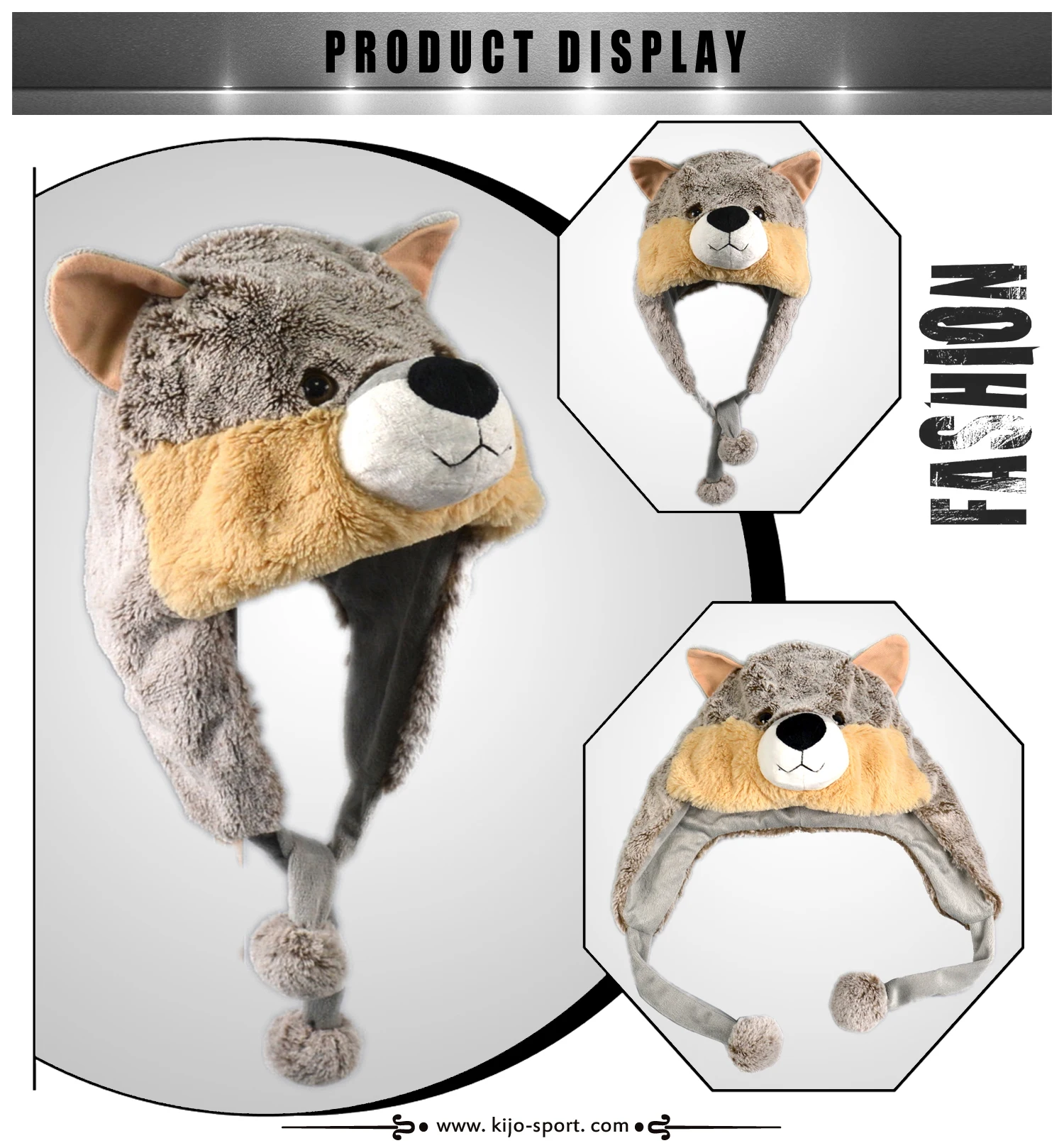 Plush Animal Hat For Children Fashion Kids Funny Wolf Animal Winter