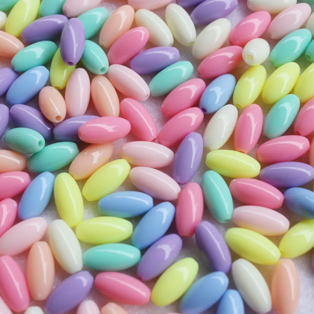 7*15MM Ball Oval Charming Acrylic Rice  Jewelry Beads Factory Wholesale 500g Loose Spacer Beads