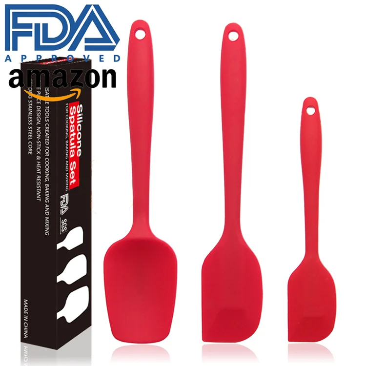 Heat-resistant Silicone Rubber Cooking Utensils 3 Piece Spatulas ...