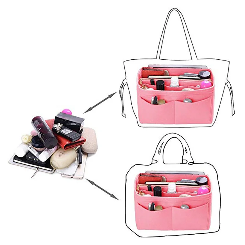 
Amazon Popular Insert Bag In Bag Organizer Felt Handbag Organizer 