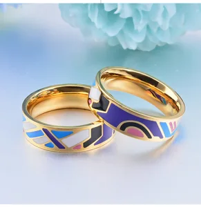 Fashion Simple Fashion Ring Beautiful Boho Rings Customized Enamel Gold Plated Multi Color Ring