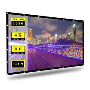 Rear projector screen with waterproof function  crease-free 120 Inch Portable foldable Non-crease White Projection Curtain