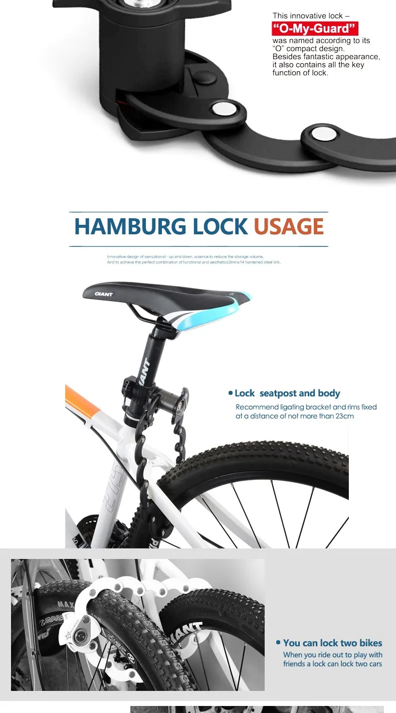 ROCKBROS Bike lock Motorcycle Electric Bicycle High Security & Drill Resistant Lock Cylinder Lock