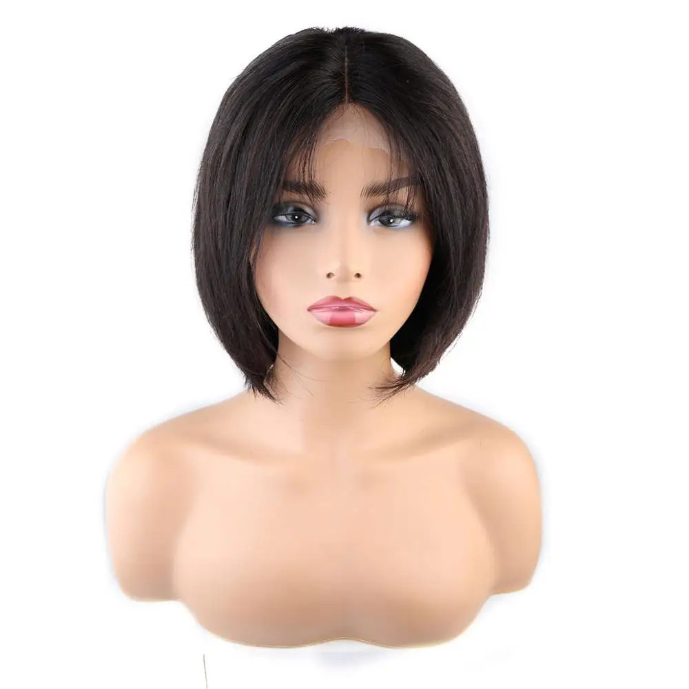 

Bliss Hair New Styles 13x4 Lace Frontal Wig 10inch Virgin Brazilian straight hair bob cut wig, Natural color