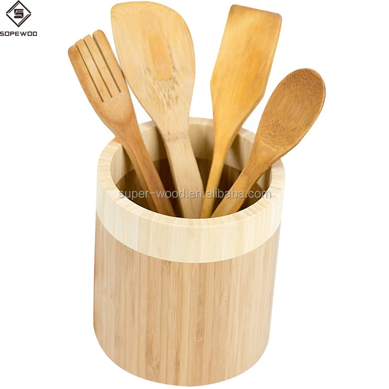 

SOPEWOD Fashion custom decorative rotatable bamboo utensil holder