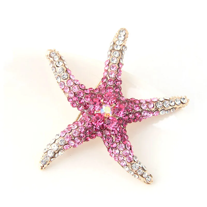 

Wholesale 4colors rhinestone starfish brooch pin for gift/party/wedding invitation, As the picture show