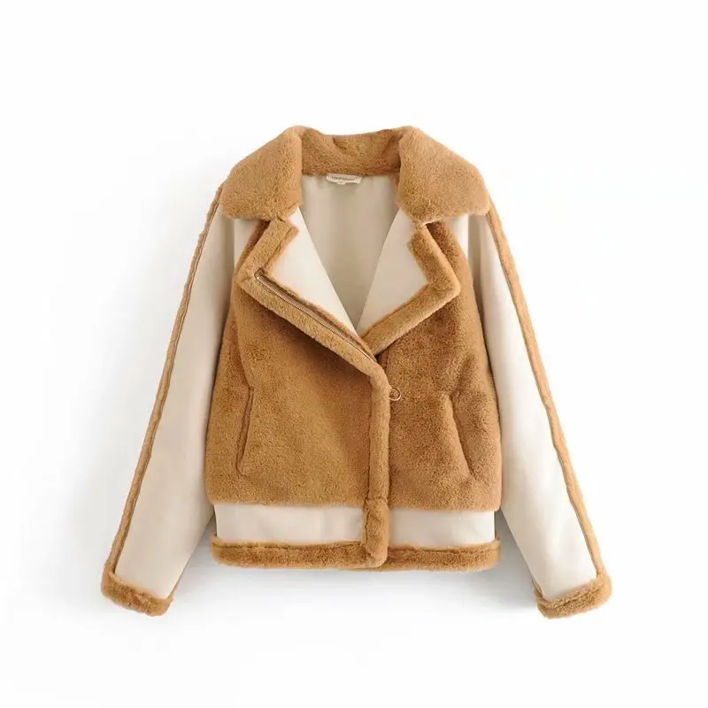 

faux fur with suede coat female short style Europe and America popular new autumn and winter fur coat