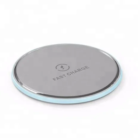 

2019 Unique design Qi certificated 10W fast Mirror wireless charger pad for mobile phone, Black/wite/blue/pink